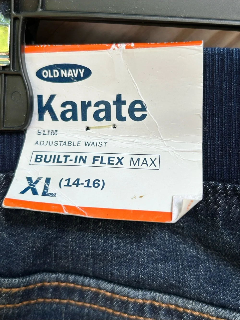 Old Navy Dark Blue Boy’s denim Karate Slim  adjustable Waistband XL (14-16) NWT